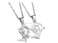 Clover puzzle qualities of titanium steel couple necklace