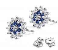 Wholesale Sterling Silver Stud Earrings / female full diamond silver snowflake earrings / lovely flower earrings